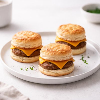 Image of Mini Sausage Cheese Breakfast Biscuit Sandwiches