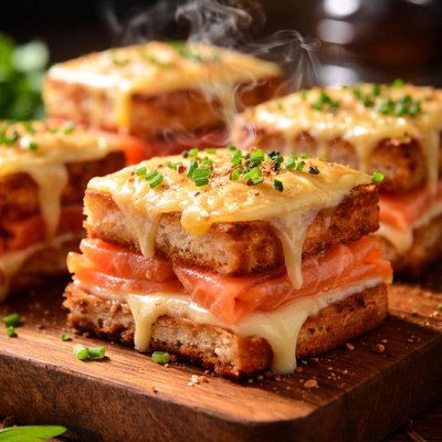 Image of Mini Smoked Salmon Sandwiches Croque Monsieur