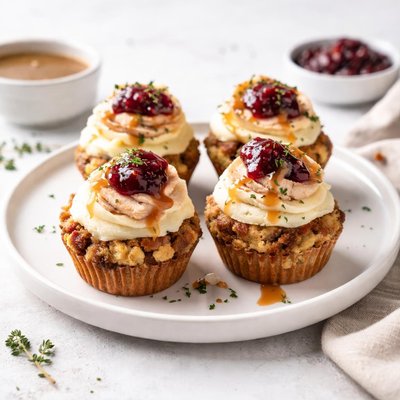 Image of Mini Thanksgiving Dinner Cupcakes