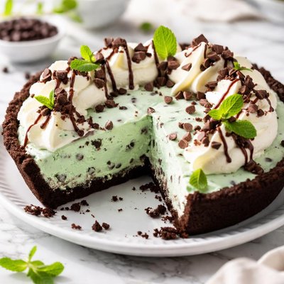 Image of Mint Chocolate Chip Ice Cream Pie