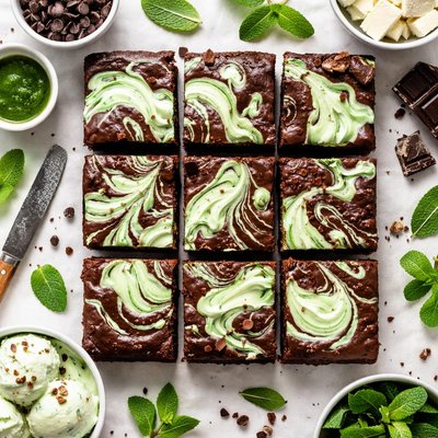 Image of Mint Cream Cheese Swirl Brownies