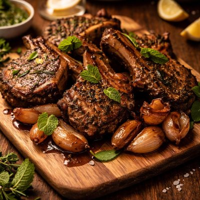 Image of Mint Lamb Chops with Caramelized Shallots