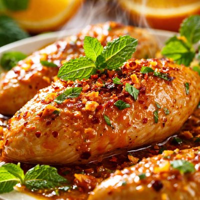 Image of Minted Chicken with Sweet Orange Sauce