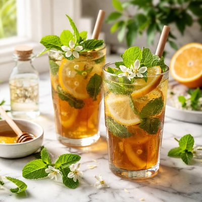 Image of Minted Iced Tea with Orange Blossom Water