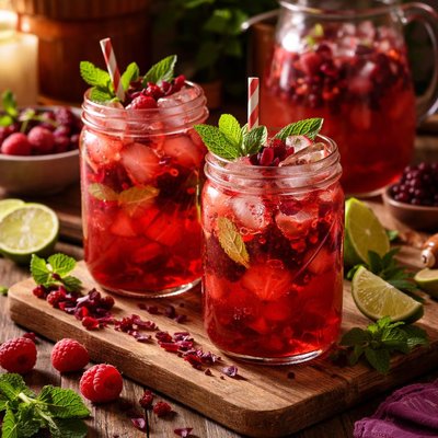 Image of Minted Raspberry Hibiscus Agua Fresca
