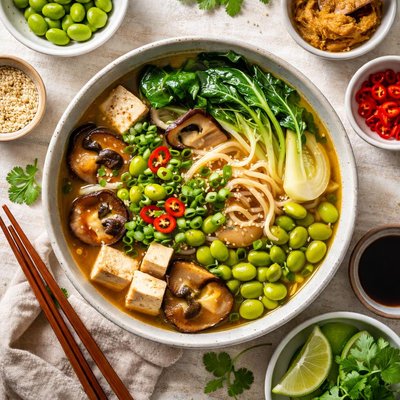 Image of Miso Noodle Soup with Edamame