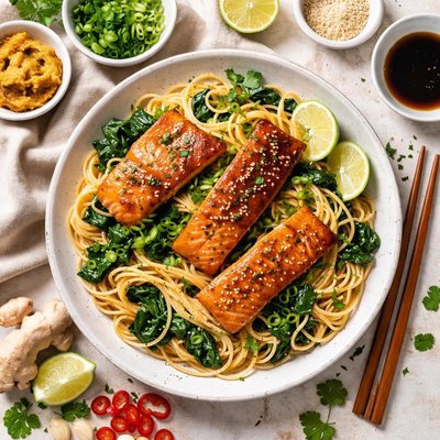 Image of Miso Salmon Spaghetti