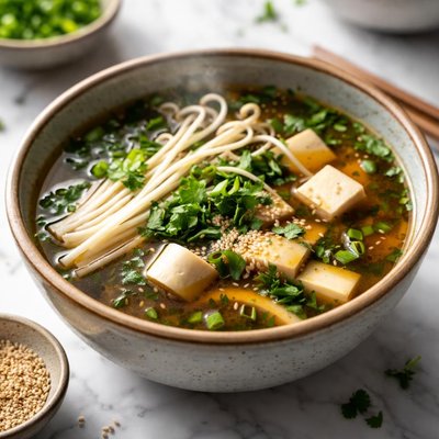 Image of Miso Soup with Enoki Mushrooms