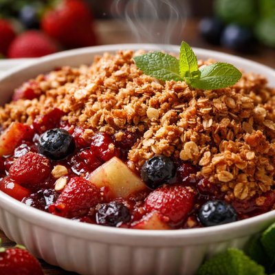 Image of Mixed Berry and Apple Crumble No Sugar No Flour