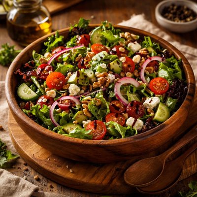 Image of Whole30 Mixed Green Salad with Balsamic Glaze
