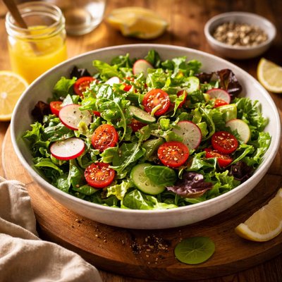 Image of Vegetarian Mixed Green Salad with Lemon Vinaigrette