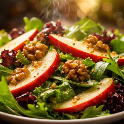 Image of Mixed Greens with Apples and Walnut Vinaigrette