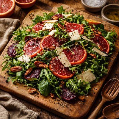 Image of Mixed Greens with Blood Oranges Shaved Pecorino Pepato