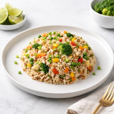 Image of Arroz integral con verduras y alto contenido de proteínas