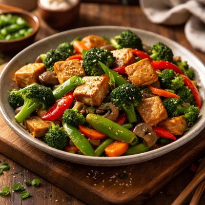 Image of Keto Mixed Vegetables with Tofu Stir-Fry