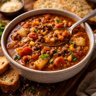 Image of Mmm Oh So Good Surprise Hamburger Soup