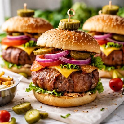 Image of Mmmm Good Bacon Wrapped Hamburgers