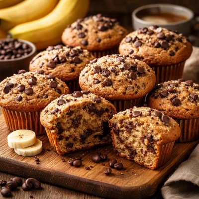 Image of Mocha Chocolate Chip Banana Muffins