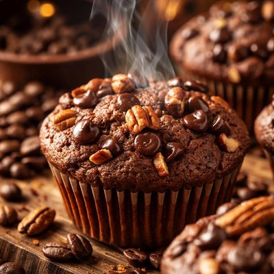 Image of Mocha Muffins with Chocolate Chips and Pecans