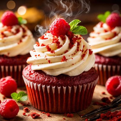 Image of Moist Most Delicious Redvelvet Cup Cakes with Sizzling Frosting