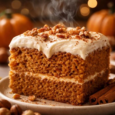 Image of Moist Pumpkin Cake with Cream Cheese Frosting