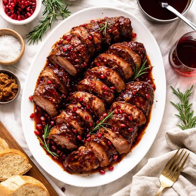 Image of Molasses Pork Tenderloin with Red Wine Sauce