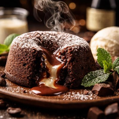 Image of Molten Chocolate Cakes with Irish Cream