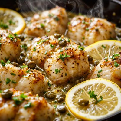 Image of Monkfish in Lemon Butter Wine Sauce