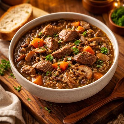 Image of Montana Wild Rice Beef Stew with Five Ingredients