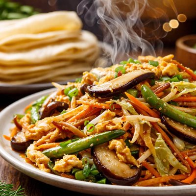 Image of Moo Shu Vegetables with Chinese Pancakes