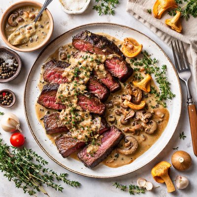 Image of Moose Steak with Mushroom Sauce