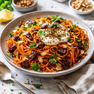 Image of Moroccan Carrot Salad with Dates and Yogurt Vegan Friendly