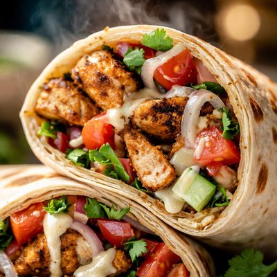 Image of Moroccan Chicken Wrap with Tahini Sauce