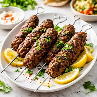 Image of Moroccan Ground Beef Kebab Skewers