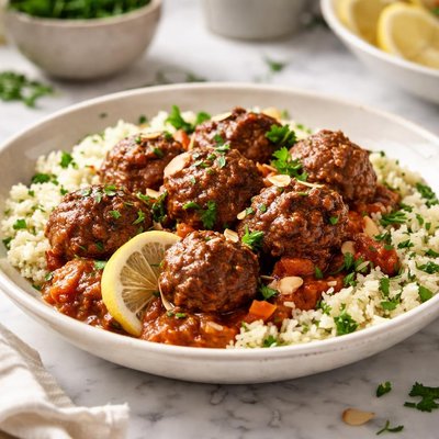 Image of Moroccan Meatballs with Herb Couscous