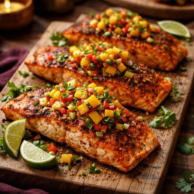 Image of Moroccan Roasted Salmon with Mango Salsa