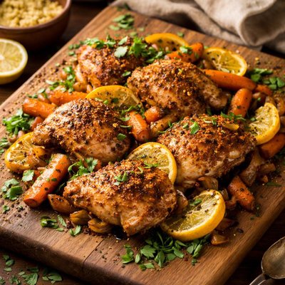 Image of Moroccan Spiced Chicken with Lemon and Carrots