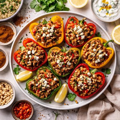 Image of Moroccan Spiced Lamb Stuffed Bell Peppers