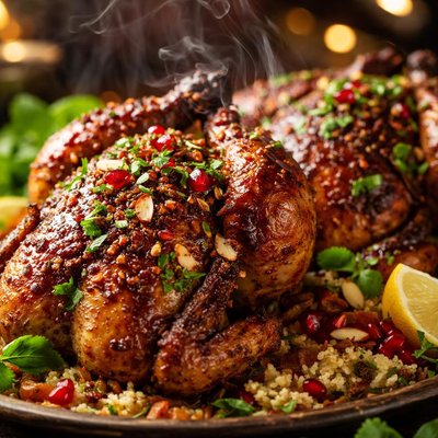 Image of Moroccan Style Balsamic Cornish Game Hens