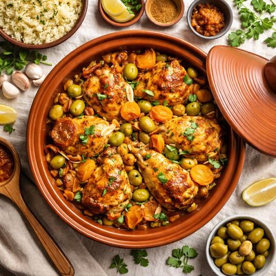 Image of Moroccan Tagine of Chicken with Apricots