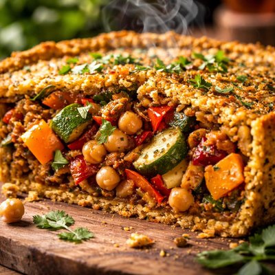 Image of Moroccan Vegetable Pie with Chickpea Crust