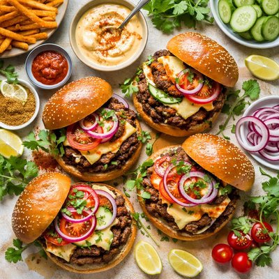 Image of Morrocan Burgers with Spicy Mayo