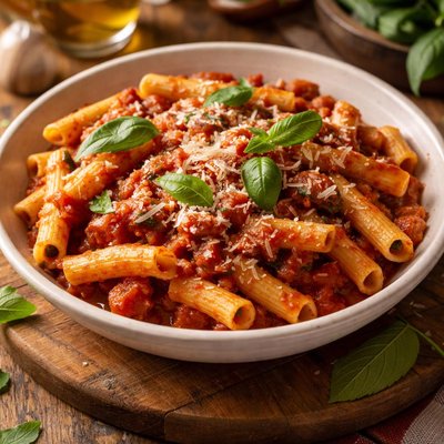 Image of Mostaccioli Marinara with Basil