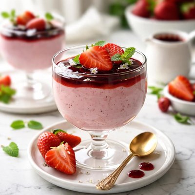 Image of Mousse De Morangos with Port Wine Sauce