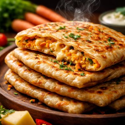 Image of Mouth Watering Carrot and Cheese Parathas