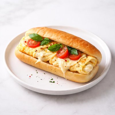 Image of Mozzarella Cheese Omelette on a Roll