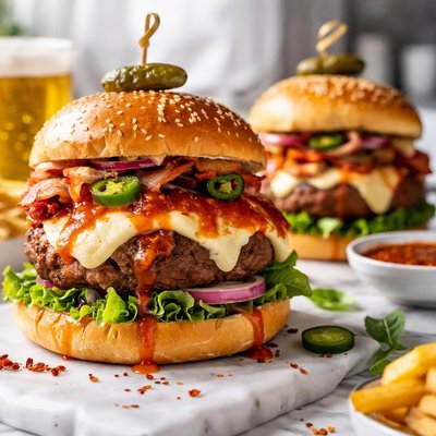 Image of Mozzarella Sauced Spicy Burgers