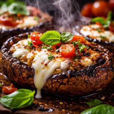 Image of Mozzarella Stuffed Grilled Portabellas with Balsamic Marinade