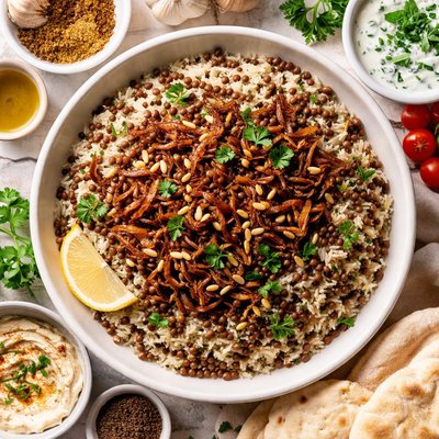 Image of Mujadarah Lentils with Rice Middle East Palestine