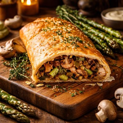 Image of Mushroom and Asparagus Strudel